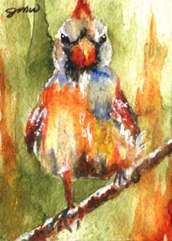 "This Girl Is On Fire" by Jan Wood, Muskego WI - Watercolor - SOLD
